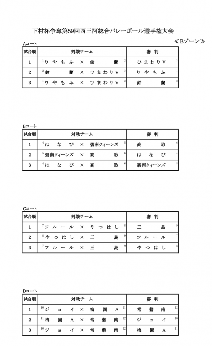 下村杯Bゾーン審判表