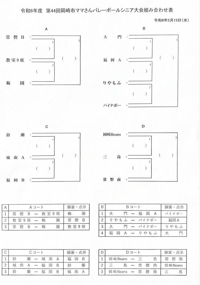 第44回シニア大会組合せ･審判表